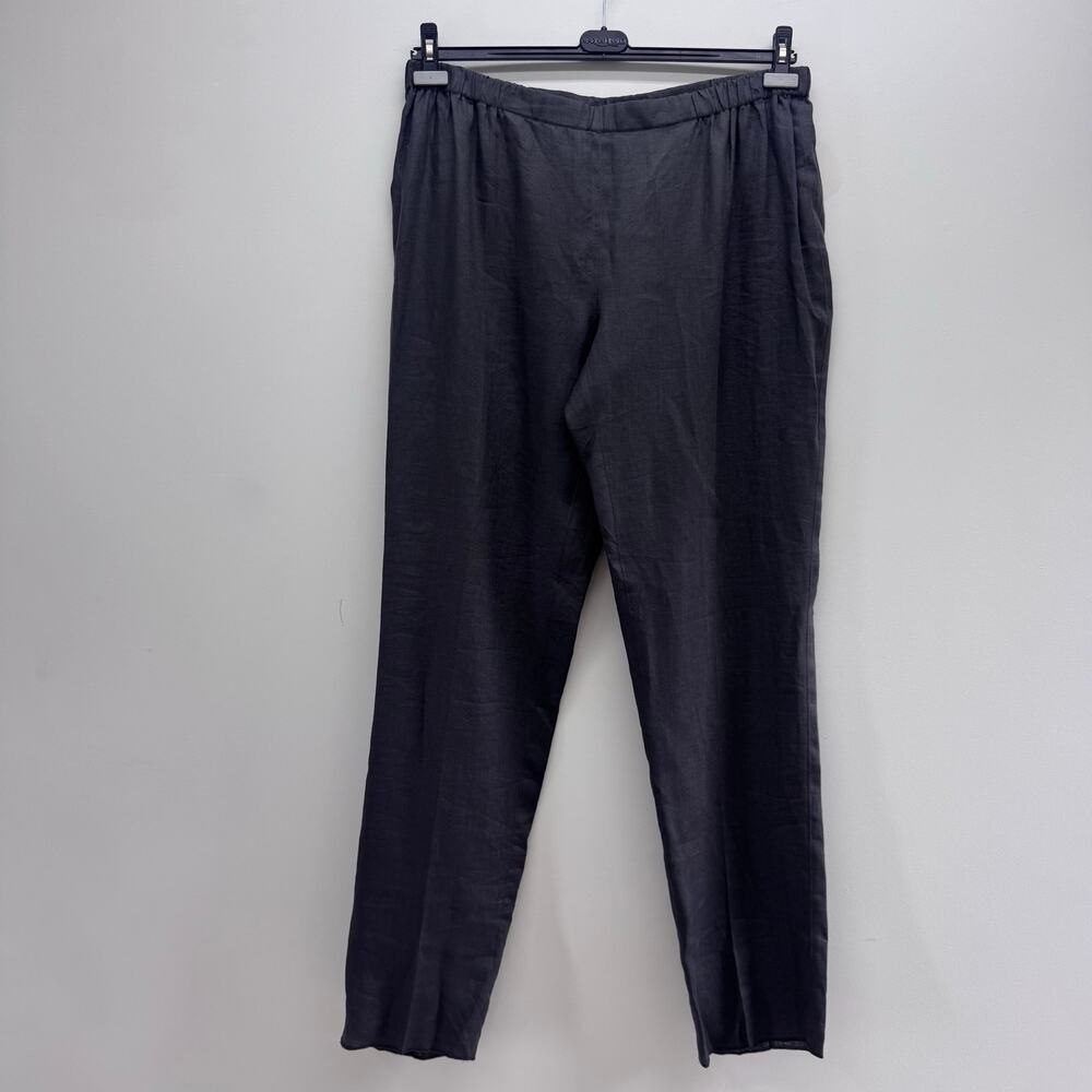 NWT Marina Rinaldi Linen Classical Long Pant Dark Gray US 20 Neutral Minimalist